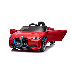 Masinuta electrica pentru copii BMW I4 cu doua usi, 12V-7Ah, LED, MP3, USB, Radio, Polipropilena, otel si scaun din piele ecologica