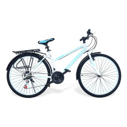 Bicicletă RDB Elegance, 26 Inch, Frâne V-brake, Oțel, Alb cu design albastru