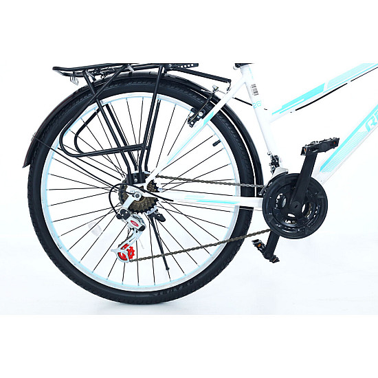 Bicicletă RDB Elegance, 26 Inch, Frâne V-brake, Oțel, Alb cu design albastru