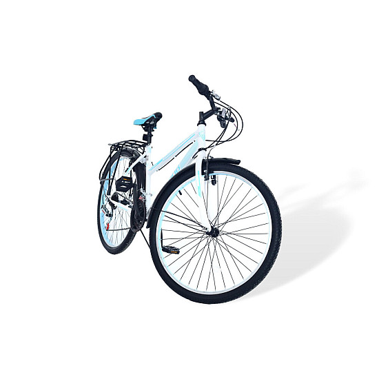 Bicicletă RDB Elegance, 26 Inch, Frâne V-brake, Oțel, Alb cu design albastru