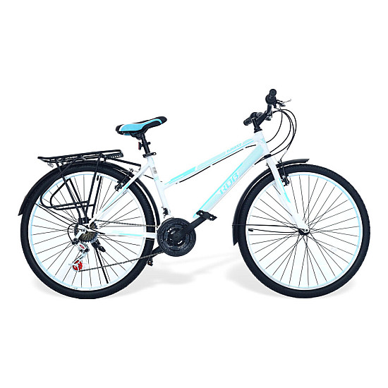 Bicicletă RDB Elegance, 26 Inch, Frâne V-brake, Oțel, Alb cu design albastru