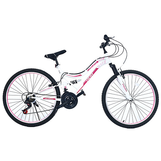 Bicicletă RDB Helena, 26 inch, Alb cu design roz, Frâne V-brake, Oțel