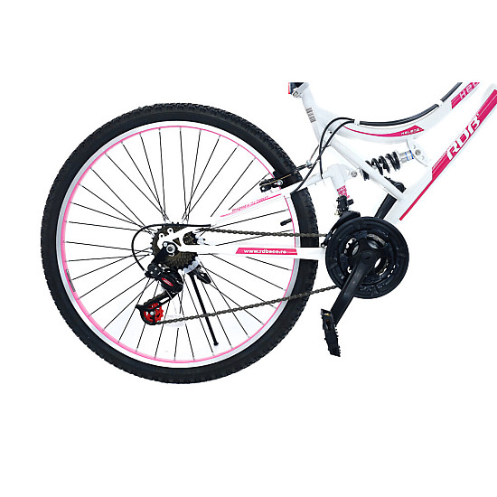 Bicicletă RDB Helena, 26 inch, Alb cu design roz, Frâne V-brake, Oțel