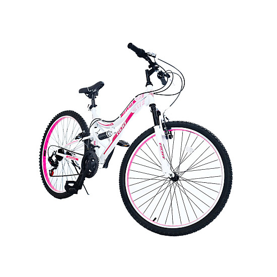 Bicicletă RDB Helena, 26 inch, Alb cu design roz, Frâne V-brake, Oțel