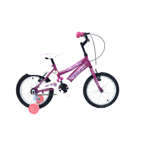 Bicicletă RDB Angel, 16 Inch, Cu roți ajutătoare, Roz