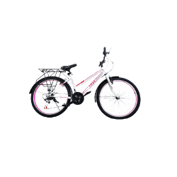 Bicicletă RDB Elegance, 24 Inch, Alb cu design roz, Frâne V-brake, Oțel Bicicletă RDB Elegance, 24 Inch, Alb cu design roz, Frâne V-brake, Oțel