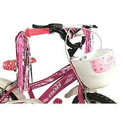 Bicicletă RDB Faworis, 16 Inch, Cu roți ajutătoare și coșuleț pentru depozitare, Roz Bicicletă RDB Faworis, 16 Inch, Cu roți ajutătoare și coșuleț pentru depozitare, Roz