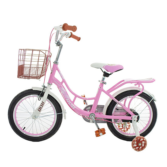 Bicicletă RDB LEBĂDA 20 Inch cu coșuleț și roți ajutătoare, Roz