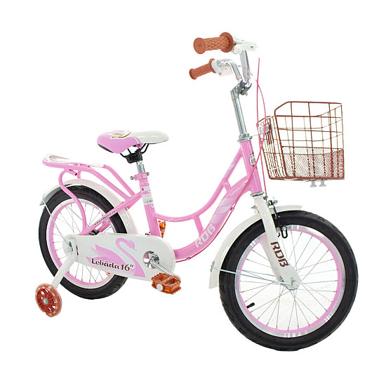 Bicicletă RDB LEBĂDA 20 Inch cu coșuleț și roți ajutătoare, Roz
