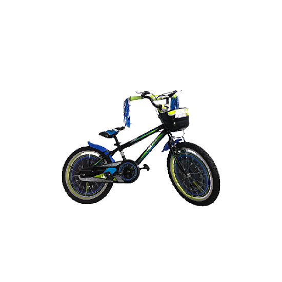Bicicletă RDB Laser, 16 inch, Cu coșuleț pentru depozitare, Negru cu design Verde