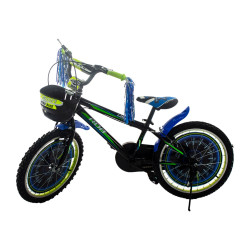 Bicicletă RDB Laser, 20inch, Cu coșuleț pentru depozitare, Negru cu design Verde