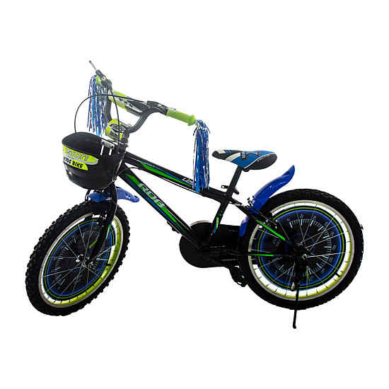 Bicicletă RDB Laser, 20inch, Cu coșuleț pentru depozitare, Negru cu design Verde