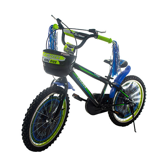 Bicicletă RDB Laser, 20inch, Cu coșuleț pentru depozitare, Negru cu design Verde