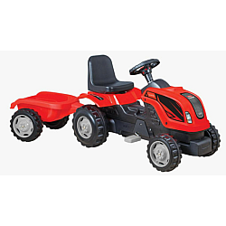 TRACTOR CU REMORCĂ ȘI PEDALE RDB-01-010,ROȘU, pentru copii TRACTOR CU REMORCĂ ȘI PEDALE RDB-01-010,ROȘU, pentru copii