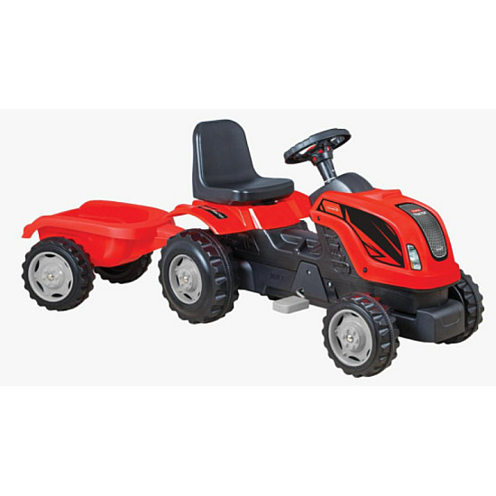 TRACTOR CU REMORCĂ ȘI PEDALE RDB-01-010,ROȘU, pentru copii TRACTOR CU REMORCĂ ȘI PEDALE RDB-01-010,ROȘU, pentru copii